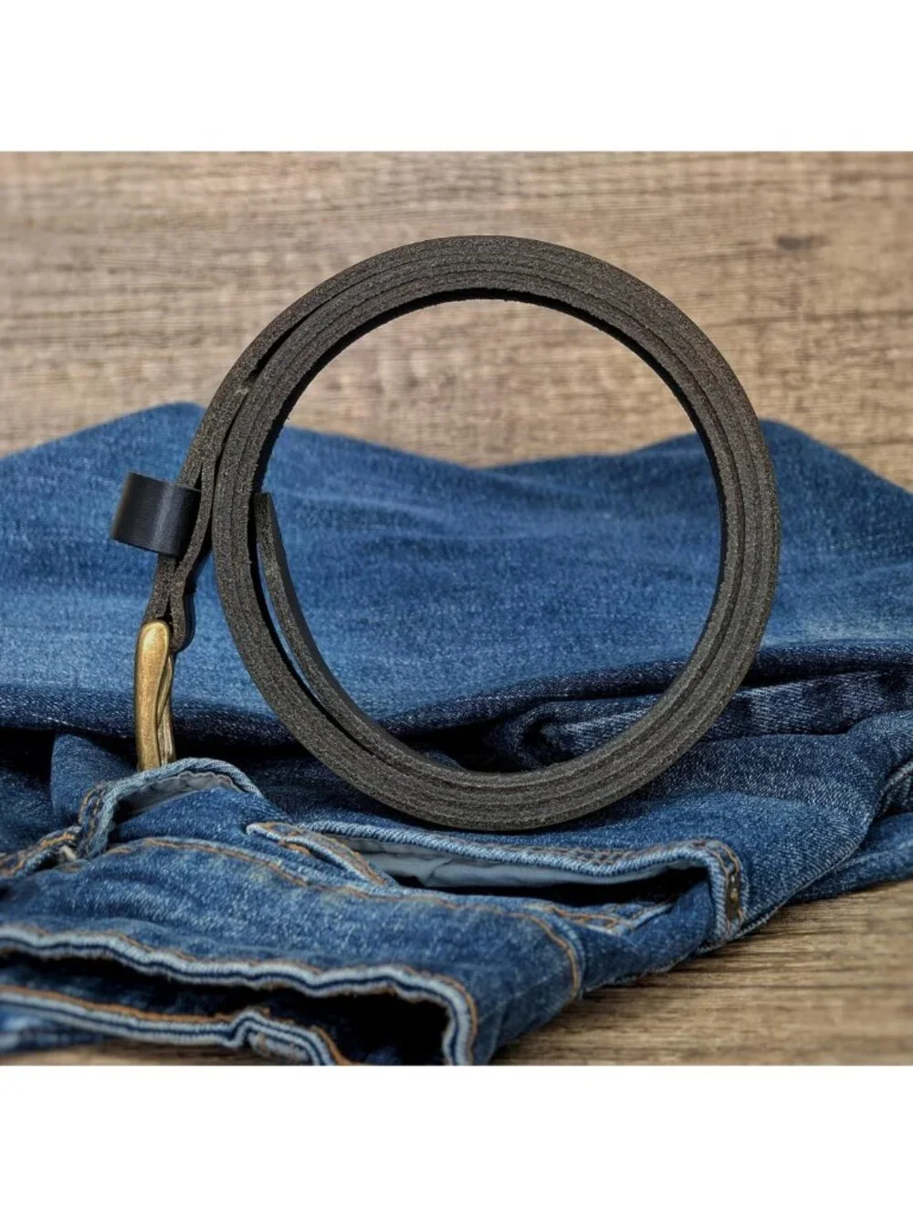 34mm Full Grain Leather Belt with Brass Buckle - Made in England, Stylish